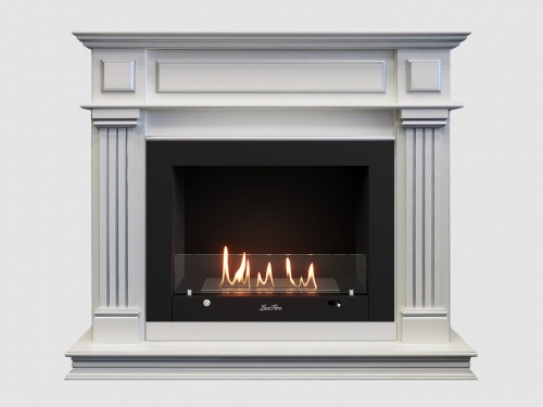 Каминный портал МДФ "Амелия 1200" с биокамином Lux Fire "Фаер Бокс 3 - 30" (белый)