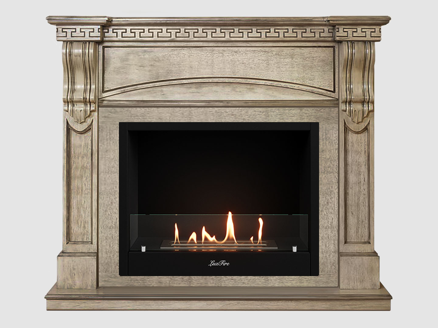 Каминный портал МДФ "Мюнхен 1250" с биокамином Lux Fire "Фаер Бокс 1 - 30" (бежевый) по цене 77 400 руб.
