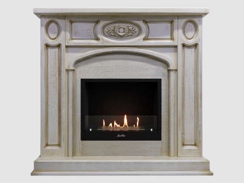 Каминный портал МДФ "Флоренция 1200" с биокамином Lux Fire "Фаер Бокс 1 - 25.5" (бежевый)
