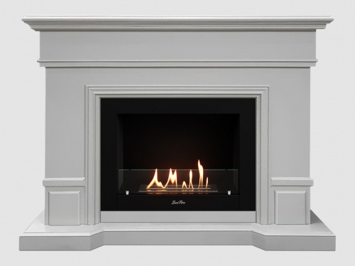 Каминный портал МДФ "Фантазия 1350" с биокамином Lux Fire "Фаер Бокс 2-30" (белый)