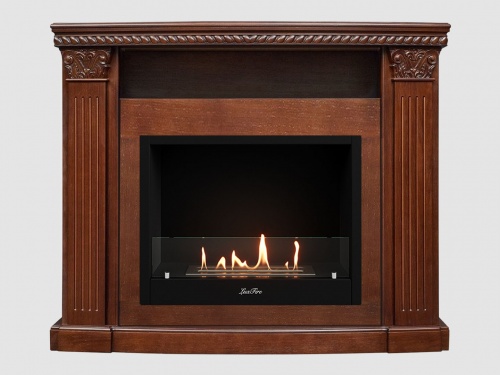 Каминный портал МДФ "Людовик 1300" с биокамином Lux Fire "Фаер Бокс 1 - 33" (темный орех)