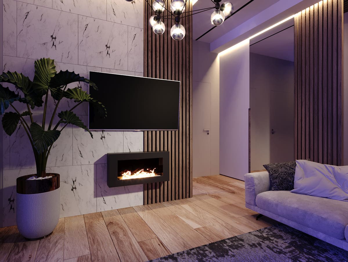 Биокамин "Русский огонь" Лофт 800N настенный с декоративным стеклом (стемалитом) по цене 26 200 руб.