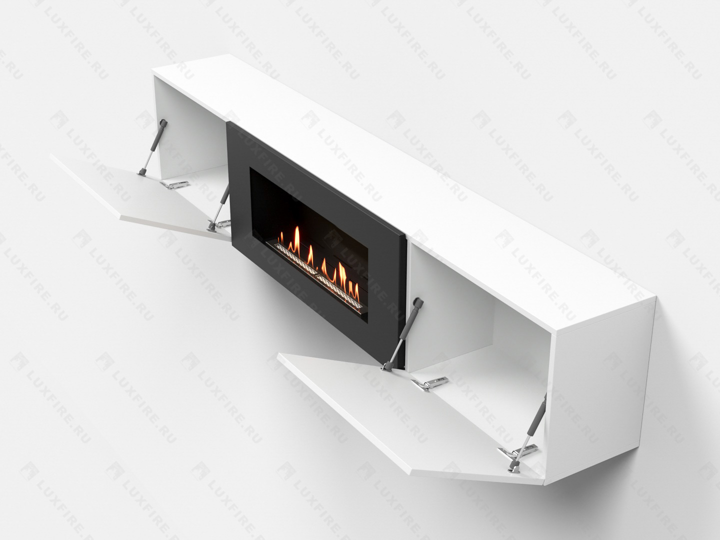 Тумба ТВ Lux Fire "Ладога" настенная 1800 матовая, белая с биокамином 900 по цене 89 397 руб.