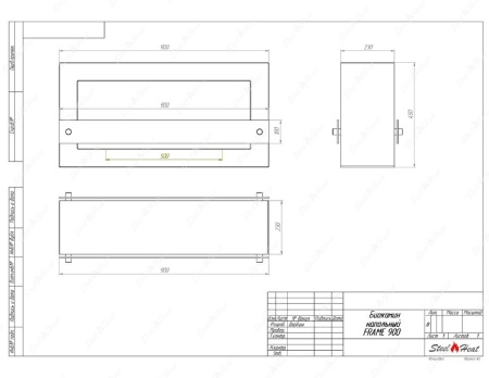 Биокамин SteelHeat WALL FRAME ONE 900 черный, стекло, стемалит по цене 56 910 руб.