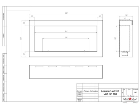 Биокамин SteelHeat WALL ONE 1100 черный по цене 41 370 руб.